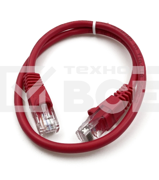 Патч-корд Buro cat5E molded 0.5м красный RJ-45 (m)-RJ-45 (m)