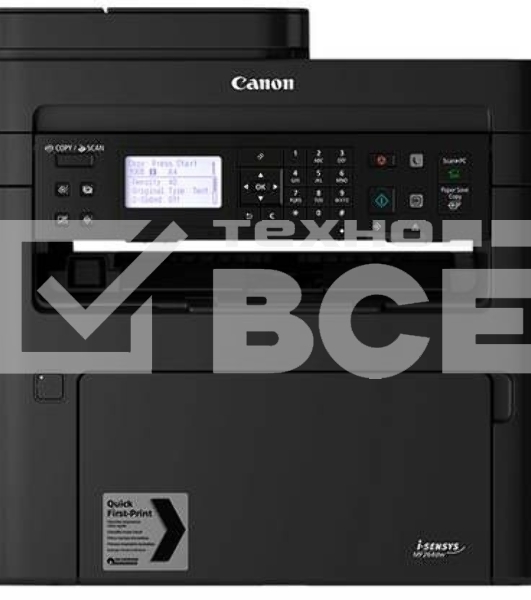 МФУ лазерный Canon i-SENSYS MF264dw (2925C016/5938C017/C019),А4, ч/б, печ. 28 стр/мин., скан. до 20 стр/мин (ч/б) 15 стр/мин (цвет), 1200 x 1200 dpi (принтер) 600x600dpi (сканер), USB, RJ-45, Wi-Fi