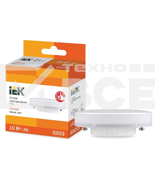 Лампа Iek LLE-T80-10-230-30-GX53 светодиодная ECO T75 таблетка 10Вт 230В 3000К GX53 IEK