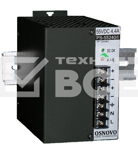 Промышленный блок питания OSNOVO DC55V, 4,4A (240W). Диапазон входных напряжений: AC195-265V