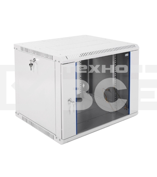 Шкаф настенный ЦМО ШРН-Э-9.500 9U 600x520мм пер.дв.стекл несъемные бок.пан. серый