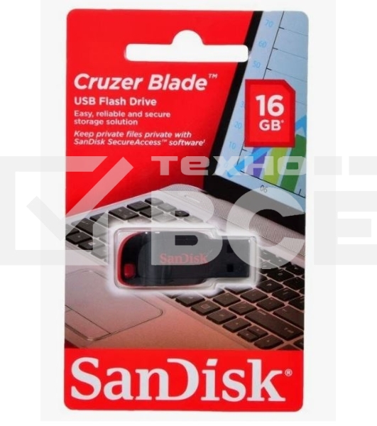 Флеш диск Sandisk 16Gb Cruzer Blade SDCZ50-016G-B35 USB2.0 черный