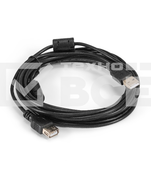 Удлинитель USB 2.0 ExeGate EX-CCF-USB2-AMAF-4.5F (Am/Af, позолоченные контакты, ферритовые кольца, 4,5м)
