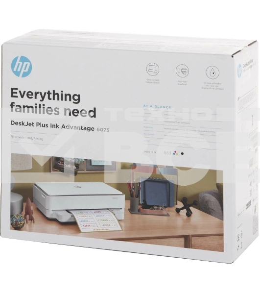 МФУ струйный HP DJ Plus IA 6075 AiO (5SE22C), A4, цветной, печ. до 20 стр/мин. (ч/б) до 17 стр/мин. (цвет), 1200x1200dpi, USB, Wi-Fi, Air Print, Mopria