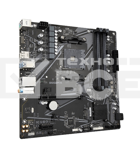 Материнская плата Gigabyte B550M K, AM4, AMD B550, 4xDDR4, 4xSATA, 2xM.2, 1xPCIe 4.0 x16, 1xPCIe x1, 1xHDMI, 1xDP, 1x 1Gb LAN, 4xUSB-A 3.2 Gen 1, 4xUSB-A 2.0, 3x3.5 мм, 7.1, mATX