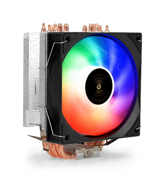 Кулер ExeGate Wizard EXX600-PWM.FRGb (Al+Cu, 6 тепл.трубки, LGA775/1150/1151/1155/1156/1200/1700/1851/AM2/AM2+/AM3/AM3+/AM4/AM5/FM1/FM2/754/939/940, TDP 180W, Fan 120мм PWM, 800-2400RPM, Hydro bearing, 4pin, 11-24db, 540г, FRGb подсветка, с термопастой, на защелках, Color Box)