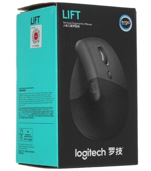 Мышь беспроводная Logitech Lift графитовый, 4000 dpi, радиоканал, Bluetooth, USB, кнопки - 6