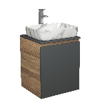 Тумба Bau Dream Blackwood 50 графит, раковина BAU Hotel 51х39, мрамор, смеситель для раковины высокий Hotel Still, нержавеющая сталь, фото 1
