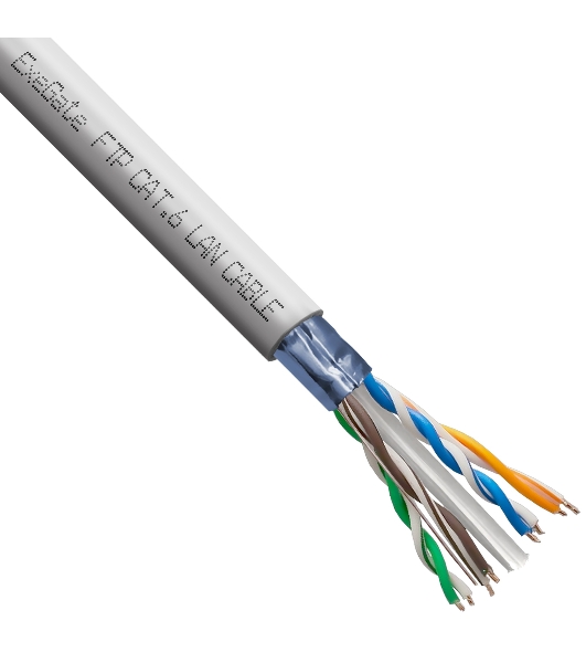 Кабель ExeGate FUTP4-C6-CCA-S23-IN-PVC-GY-305 FTP 4 пары кат.6 CCA, 0.57мм (23AWG), экран, 305м, серый, PVC