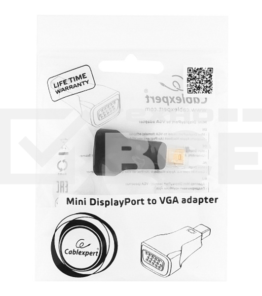Переходник miniDisplayPort - VGA, Cablexpert A-mDPM-VGAF-01, 20M/15F, черный, пакет