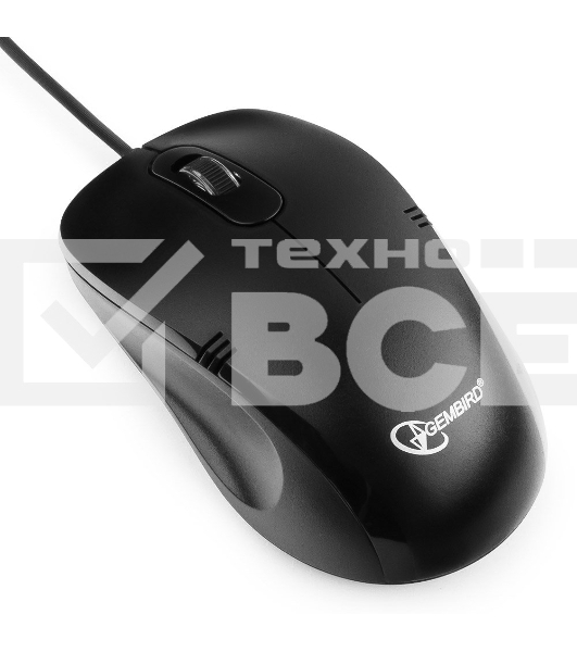 Мышь проводная Gembird MOP-100 черный, 1000 dpi, USB, кнопки - 3