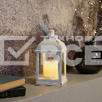 Декоративный фонарь со свечкой, белый корпус, размер 10.5х10.5х22,35 см, цвет ТЕПЛЫЙ БЕЛЫЙ, фото 1