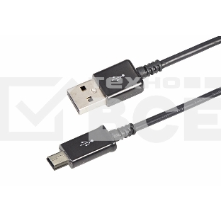 Кабель USB miniUSB длинный штекер 1 м черный
