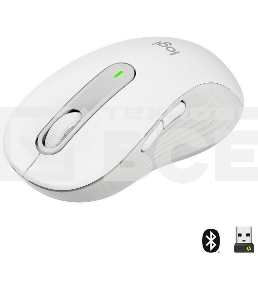 Мышь беспроводная Logitech Signature M650 L белый, 4000 dpi, радиоканал, Bluetooth, USB, кнопки - 5