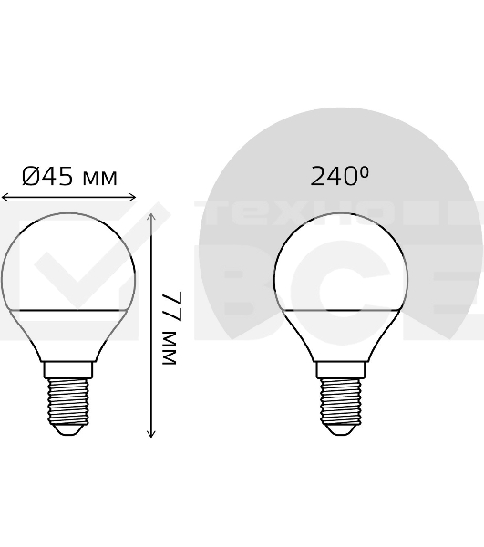 Лампа светодиодная Gauss 6.5Вт шар 3000К тепл. бел. E14 520лм 150-265В
