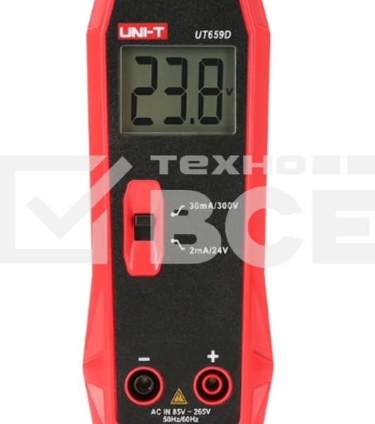 Тестер светодиодов UNI-T UT659D Выходное напряжение (24В; 300В); Выходной ток (2 мА; 30 мА); Непрерывность [Выходное напряжение: 5 В (постоянный ток); Измерение сопротивления: 0~99,9 Ом]; Диапазон входного сигнала (от 85 В до 265 В при 50/60 Гц); Функция 
