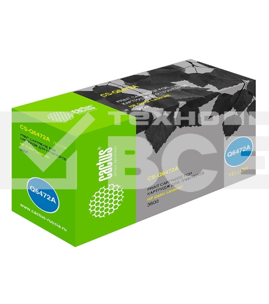 Картридж лазерный Cactus CS-Q6472A желтый (4000 стр.) для HP Color LaserJet 3600
