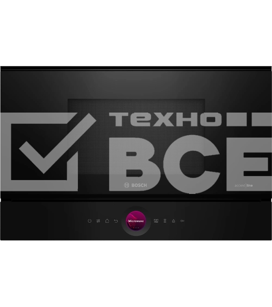 Микроволновая печь встраиваемая Bosch BFR9221B1 чёрный, 21 л, 900 Вт, переключатели - поворотный механизм/сенсор