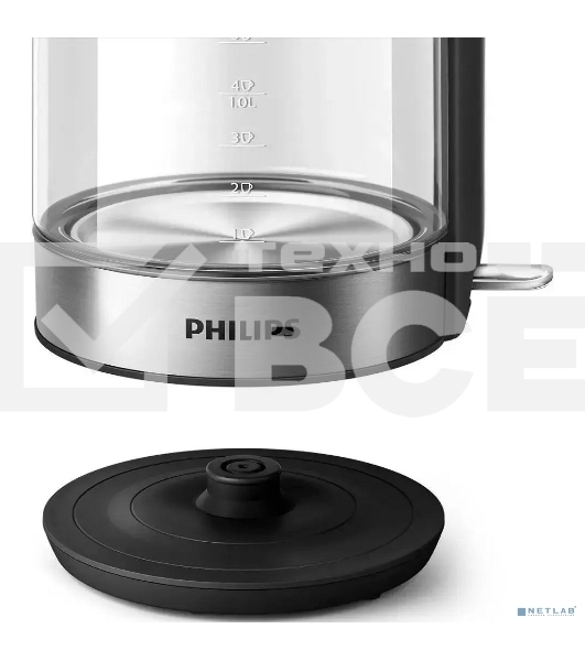 Чайник электрический Philips HD9339/80 1.7 л, 2200 Вт, прозрачный (корпус: стекло)
