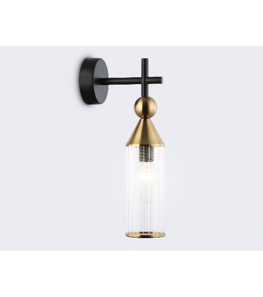 Настенный светильник Ambrella light LH55260 BK/BS/CL черный/латунь/прозрачный E14 max 40W 140*80*310