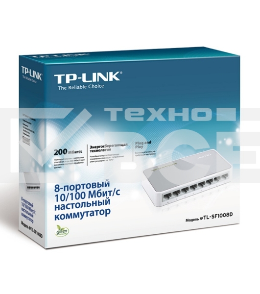 Коммутатор TP-Link SOHO TL-SF1008D Коммутатор 8-port 10/100M mini Desktop Switch, 8 10/100M RJ45 ports, Plastic case