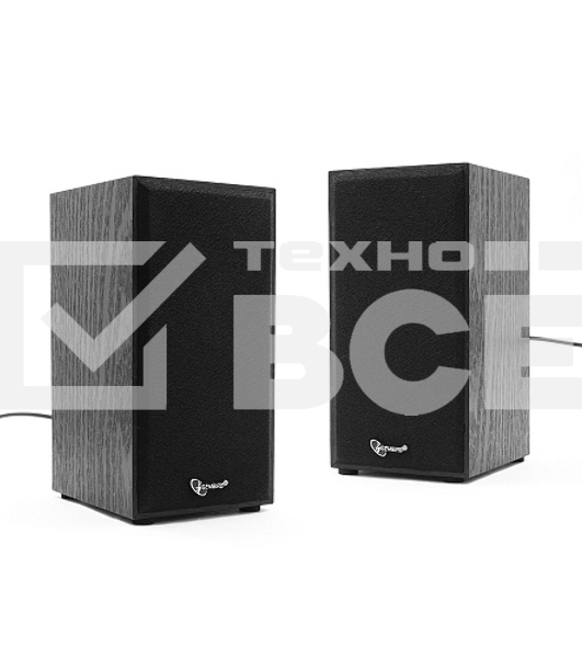 Колонки Gembird SPK-203, черный МДФ,2х3 Вт, регулятор громкости, USB