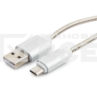 Кабель USB 2.0 Cablexpert CC-G-mUSB02S-0.5M, AM/microB, серия Gold, длина 0.5м, серебро, блистер