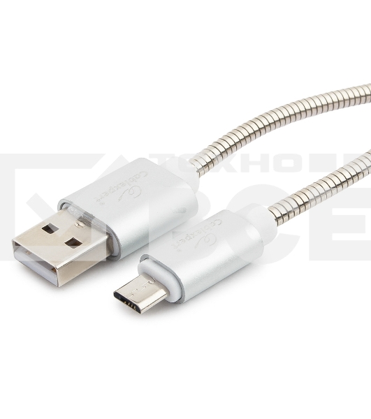 Кабель USB 2.0 Cablexpert CC-G-mUSB02S-0.5M, AM/microB, серия Gold, длина 0.5м, серебро, блистер