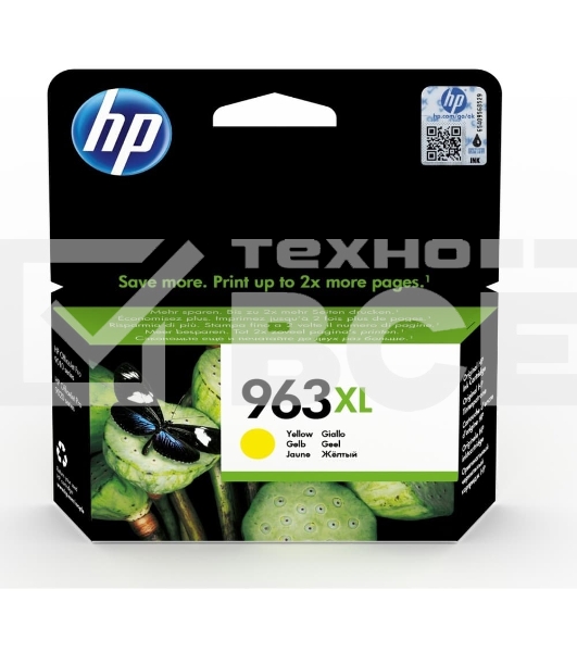 Картридж струйный HP 963XL 3JA29AE желтый увеличенной ёмкости (1600 стр) для HP OfficeJet Pro 9010, 9013, 9020, 9023