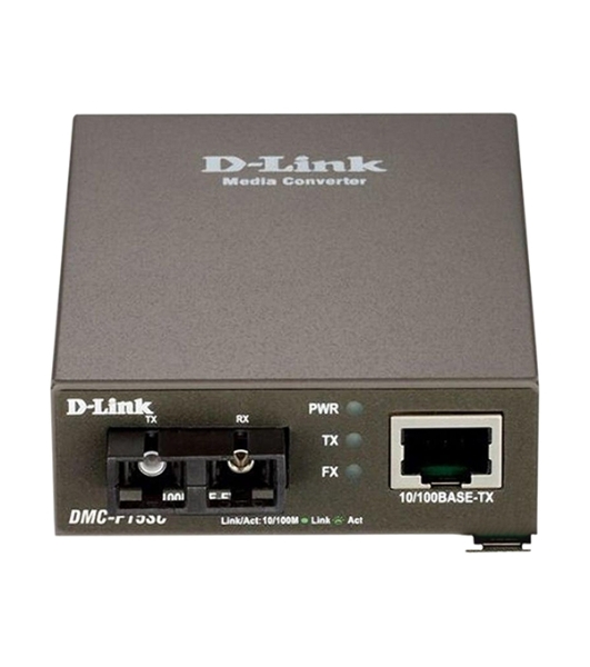 Медиаконвертер D-Link DMC-F15SC/B1A с 1 портом 10/100Base-TX и 1 портом 100Base-FX с разъемом SC для одномодового оптического кабеля (до 15 км)