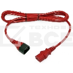 Шнур для блока питания Hyperline PWC-IEC13-IEC14, IEC 320 C13, вилка C14, 5 м, 10А, провода 3 х 1,0 кв. мм, цвет: красный, фото2