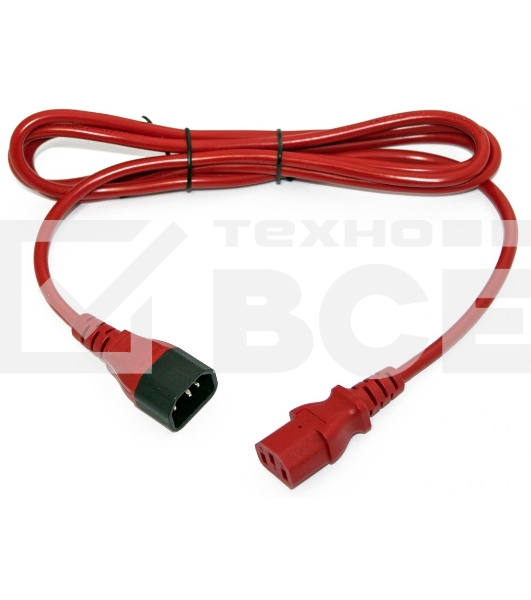 Шнур для блока питания Hyperline PWC-IEC13-IEC14, IEC 320 C13, вилка C14, 5 м, 10А, провода 3 х 1,0 кв. мм, цвет: красный