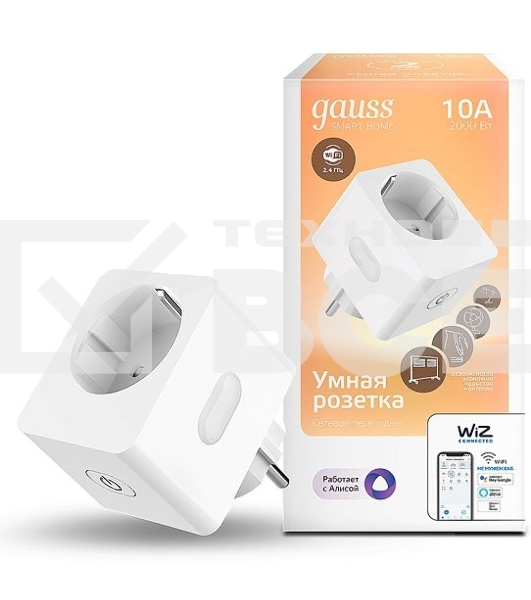 Сетевой переходник (Умная розетка) Smart Home 2300W 207-253V 10А IP20 c заземлением