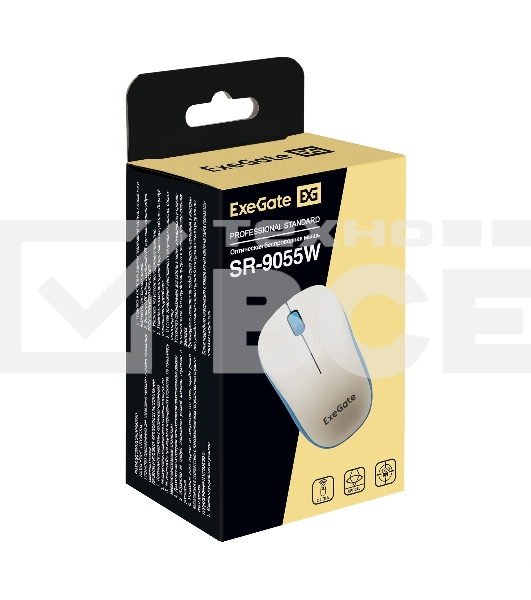 Мышь беспроводная ExeGate Professional Standard SR-9055W белый, 1200 dpi, радиоканал, USB, кнопки - 3