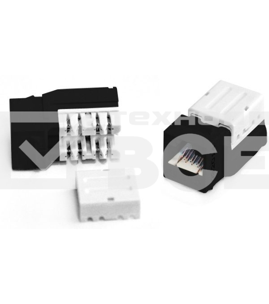 Модуль универсальный Hyperline, keystone, 1хRJ45, Toolless, кат. 5е, неэкр., 1 шт, чёрный