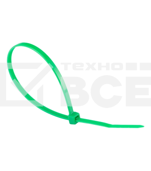 Хомуты Сибртех 200 х 3,6 мм, пластиковые, зеленые, 100 шт.