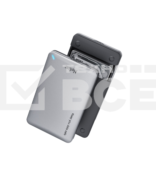 Внешний бокс 2.5 SATA Netac WH12 USB 3.0 NT07WH12-30CC слайд алюминиевый корпус, черно- серебристый