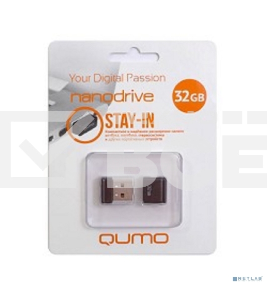 Флэш Диск USB 2.0 QUMO 32GB NANO QM32GUD-NANO-B Black