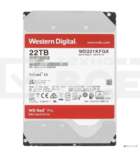 Жесткий диск Western Digital 22TB 7200 RPM, SATA 6 Gb/s, CMR, 512 MB Cache,  3.5