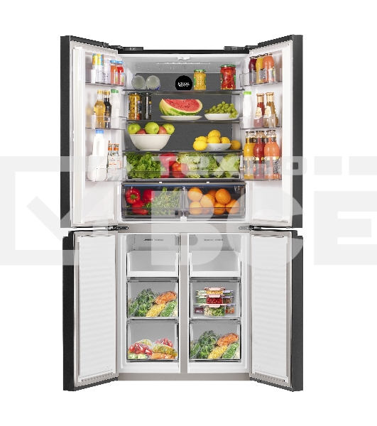 Холодильник Maunfeld MFF183NFSBE черная нержавеющая сталь трехкамерный инвертор 405л морозилка снизу