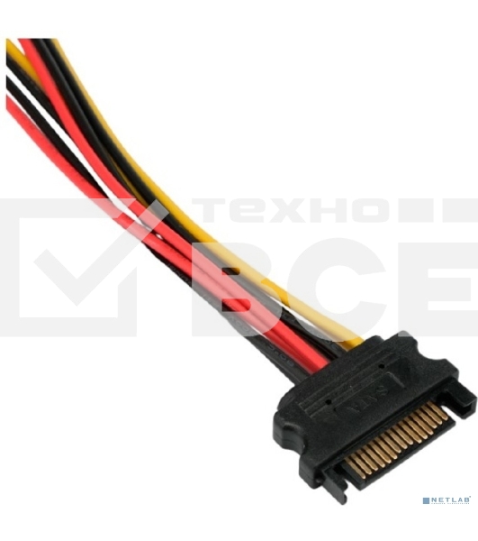 Кабель питания SATA Cablexpert CC-SATA-2MOLEX-20CM, Sata 15pin/2x Molex 4pin, 20 см, пакет