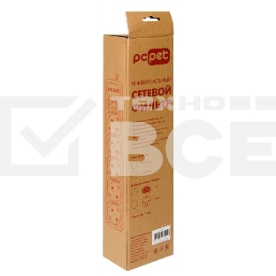 Сетевой фильтр PC Pet AP01006-E-GR 1.8м (5 розеток) серый