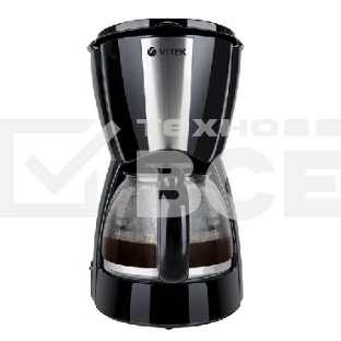 Кофеварка капельная Vitek VT-1503 черный, исп. кофе - молотый, 1.2 л, 900 Вт.