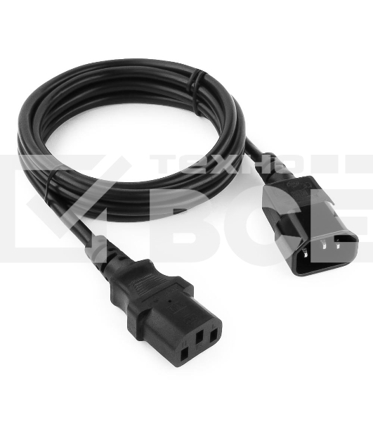 Кабель питания сист.блок-монитор Cablexpert PC-189, 1.8м, C13-C14, 6А, черный, с заземлением