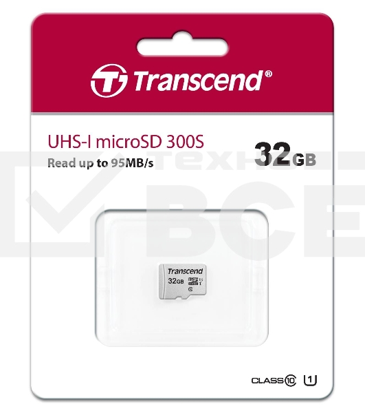 Флеш карта microSD 32GB Transcend microSDHC Class 10 UHS-1 U1, (без адаптера), TLC