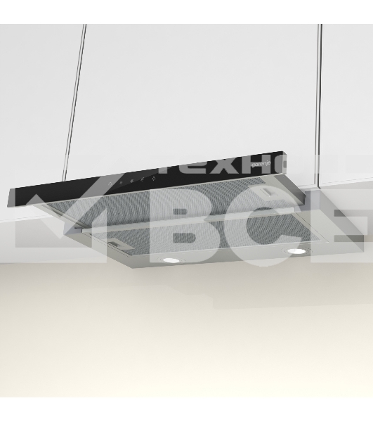 Встраиваемая вытяжка Gorenje TH64E3SGB, ширина 60 см, сенсорное управление, отвод и рециркуляция, 350 м3/ч, черный цвет