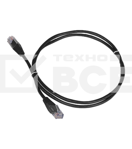 Патч-корд TWT UTP кат.5e, с заливными колпачками, 0.3 м, черный