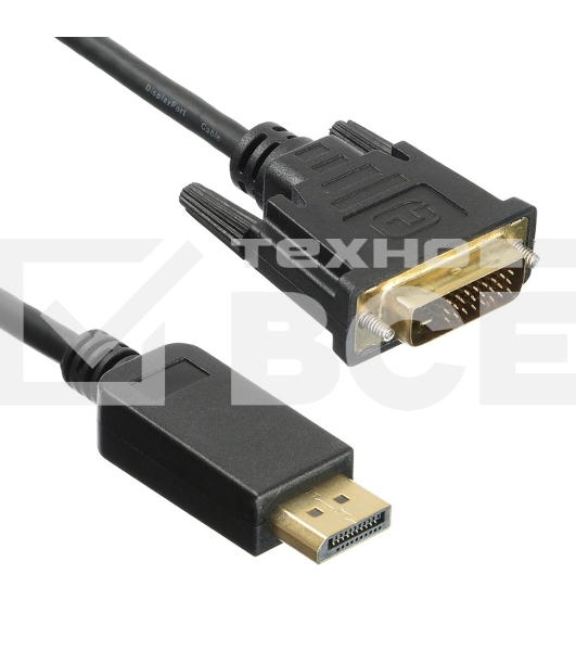 Кабель аудио-видео Buro 1.1v DisplayPort (m)/DVI-D (Dual Link) (m) 2м. Позолоченные контакты черный (BHP DPP_DVI-2)