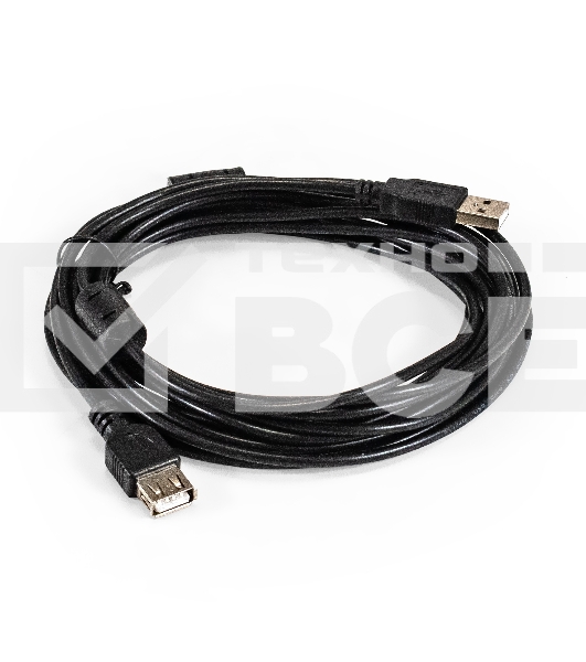 Удлинитель USB 2.0 ExeGate EX-CCF-USB2-AMAF-5.0F (Am/Af, позолоченные контакты, ферритовые кольца, 5м)