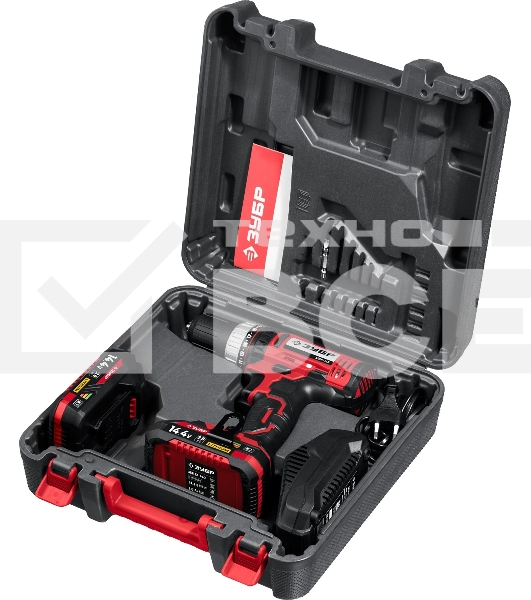 Дрель-шуруповерт аккумуляторная Зубр ДШЛ-145-22, Аккумуляторная, 14,4В, 2 АКБ, Кейс